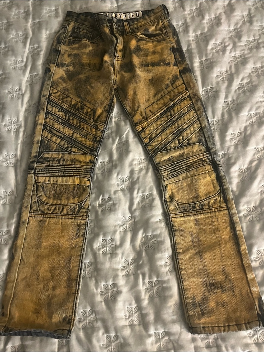 Kids Yellow WashedJeans with Ribbed Knee Detail size12 boys youth